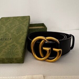 Authentic Gucci GG Marmont Black Leather Belt